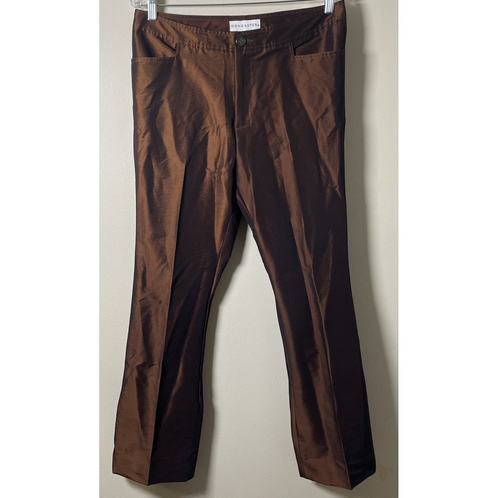 Doncaster Bronze Straight Leg Satin Sheen Dress Pants Women's 10 NWT
